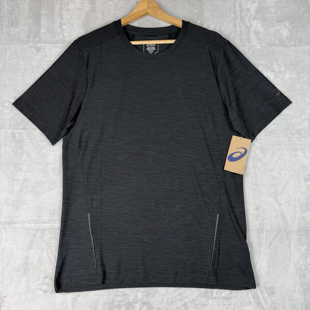 NWT Asics Mens Knit Space Dye T-shirt Size Medium Black Training Gym Athletic